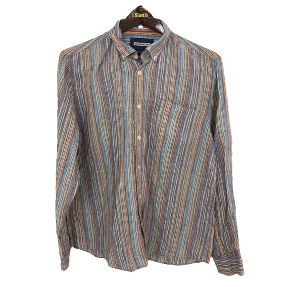 32 Bar Blues Other - Men's 32 Bar Blues Long Sleeve Shirt Linen Colorful Striped Size Large